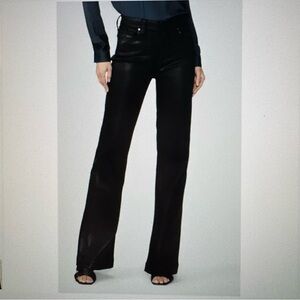 NWT : Paige : Wide Leg Jean in Black Fog Luxe Coating: Leenah Size 27 34"inseam